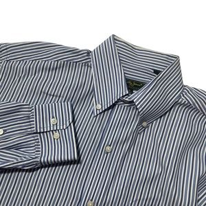 Bobby Jones 15.5 - 16 Medium Button Up Blue Stripe 100% Cotton Boone Valley‎